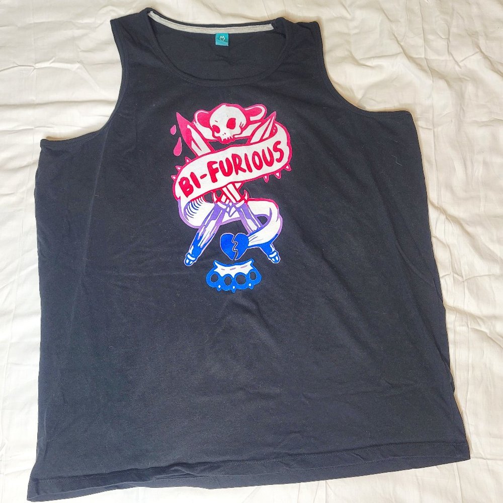 Bi-furious men's (or unisex) XL Muscle Tee black with print